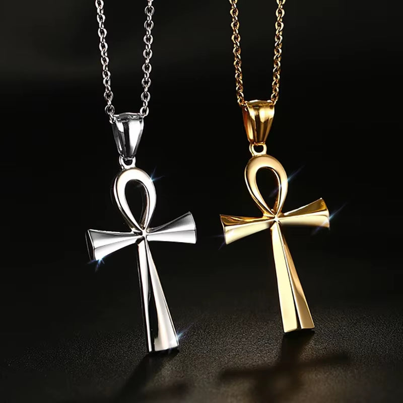 Retro Ankh Necklace Egyptian Cross Necklaces & Pendants Jewelry Gold-Color Vintage Crux Ansata Prayer Jewelry