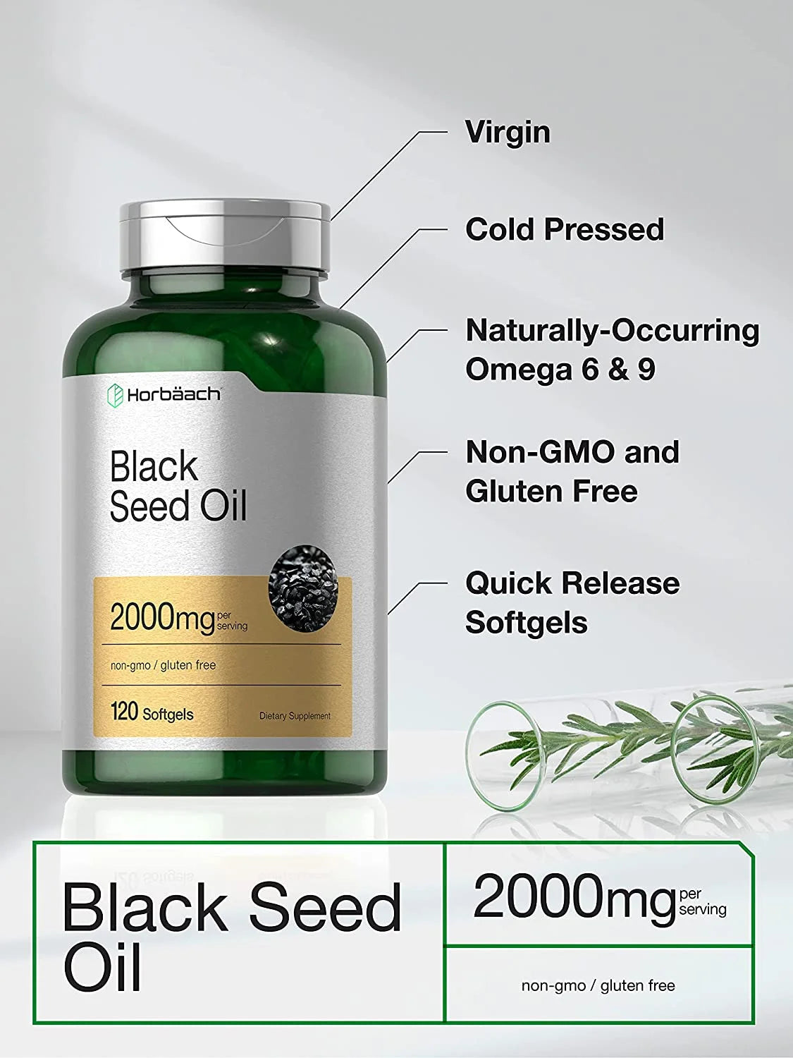 Black Seed Oil 2000Mg | 120 Cold Pressed Softgels | Non-Gmo and Gluten Free | by