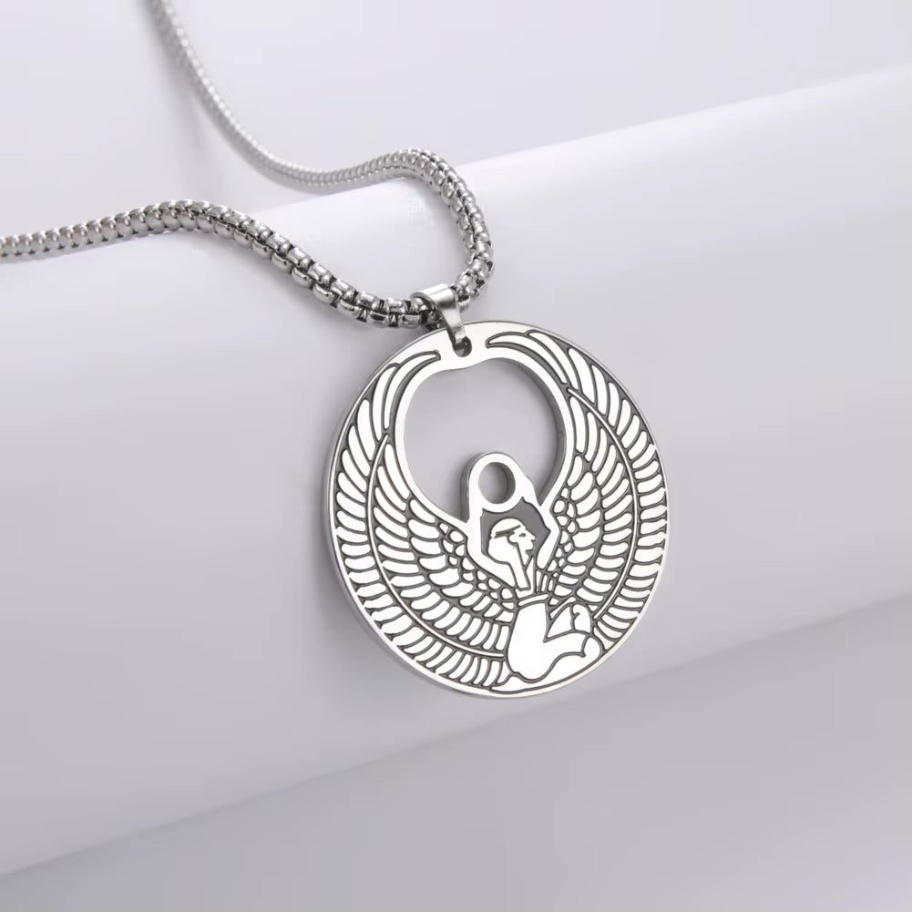 Egyptian Pyramid Pharaoh Isis Amulet Pendant Necklaces for Women Men Stainless Steel Jewelry Vintage Talisman African Gift