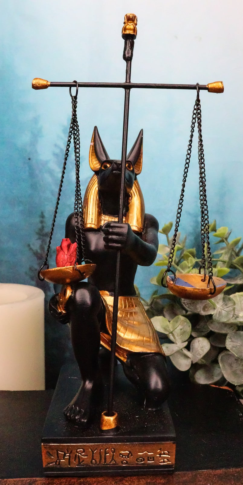 Ancient Egyptian God of Afterlife Anubis Holding the Scales of Justice Statue