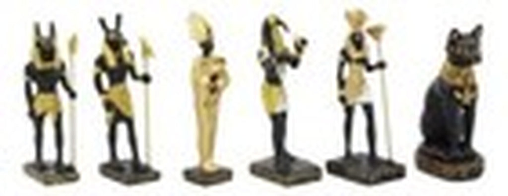 Egyptian Gods Anubis Osiris Seth Horus Bastet Thoth Miniature Statues Set of 6