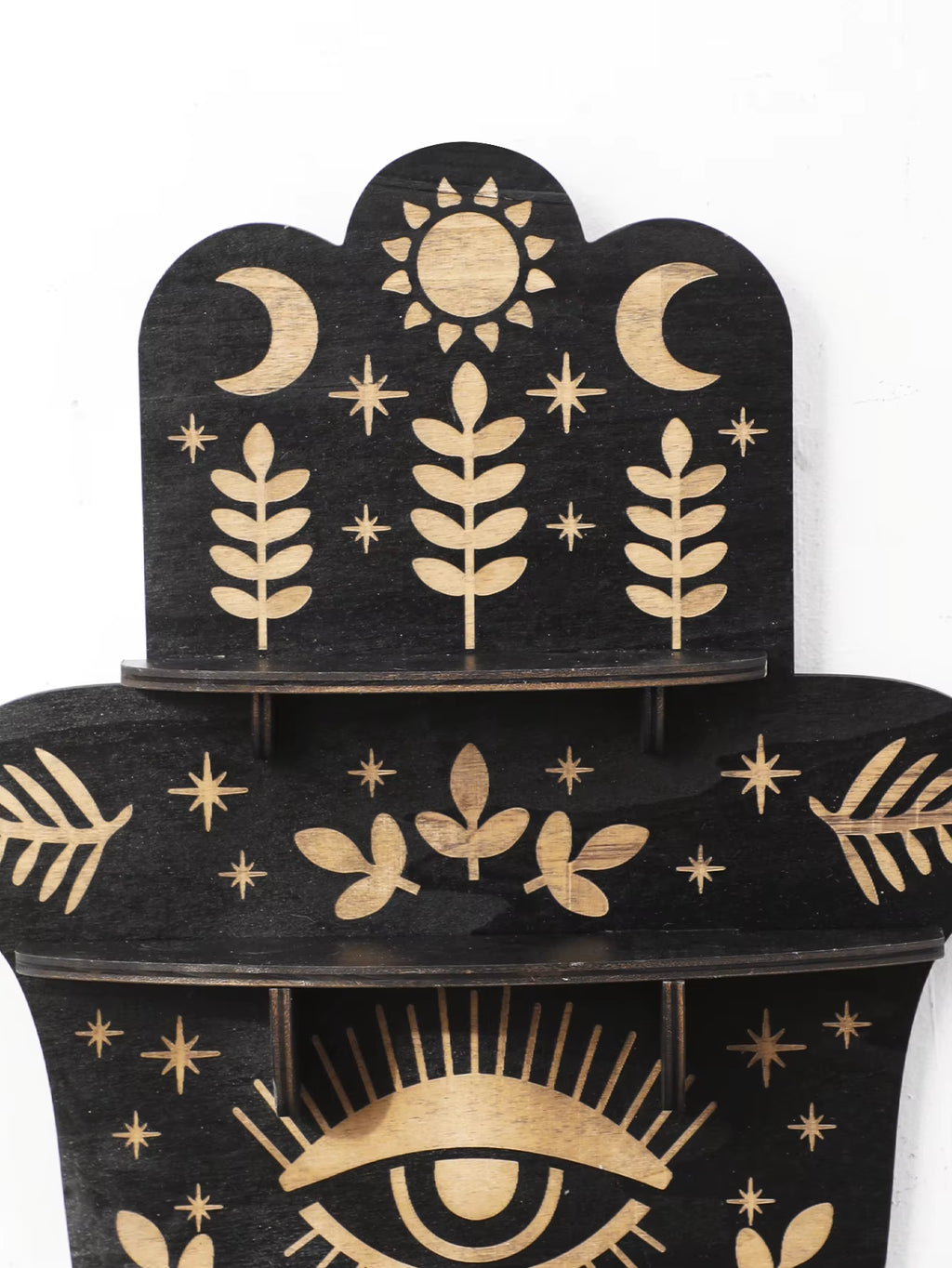 Crystal Wall Shelf Evil Eye Multilayer Crystal Display Stand Hanging Wall Decor Shelves Stone Holder Boho Home Decoration Gift