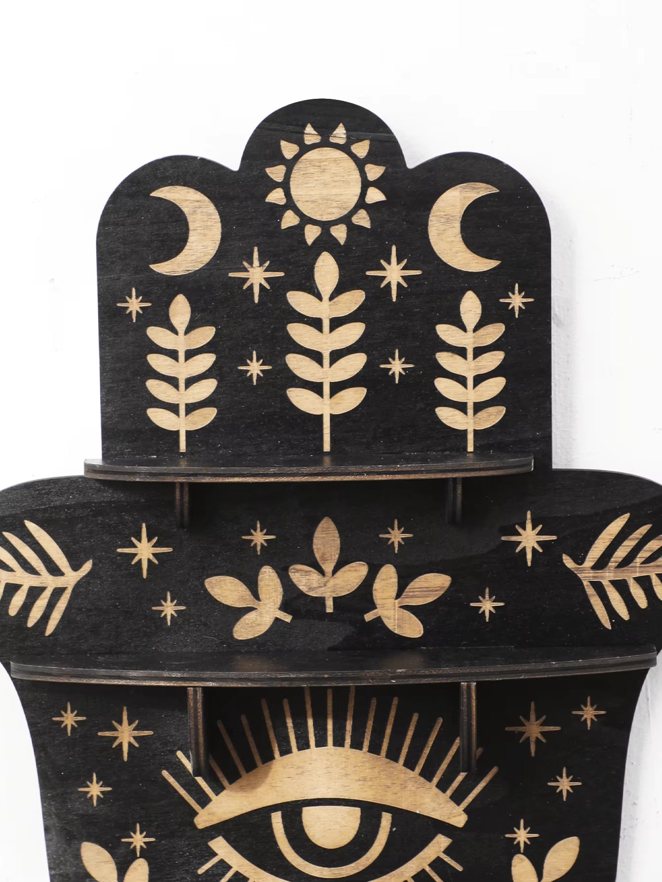 Crystal Wall Shelf Evil Eye Multilayer Crystal Display Stand Hanging Wall Decor Shelves Stone Holder Boho Home Decoration Gift