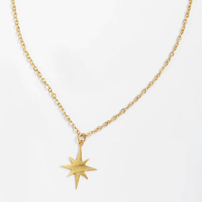 316 L Stainless Steel Necklace for Women Gold Plated Star Pendant Clavicle Necklaces Fahion Jewelry Valentine'S Day Gift
