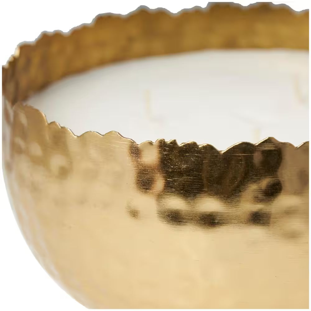Gold Egyptian Mint Scented Hammered 30 Oz. 3 Wick Candle with White Wax