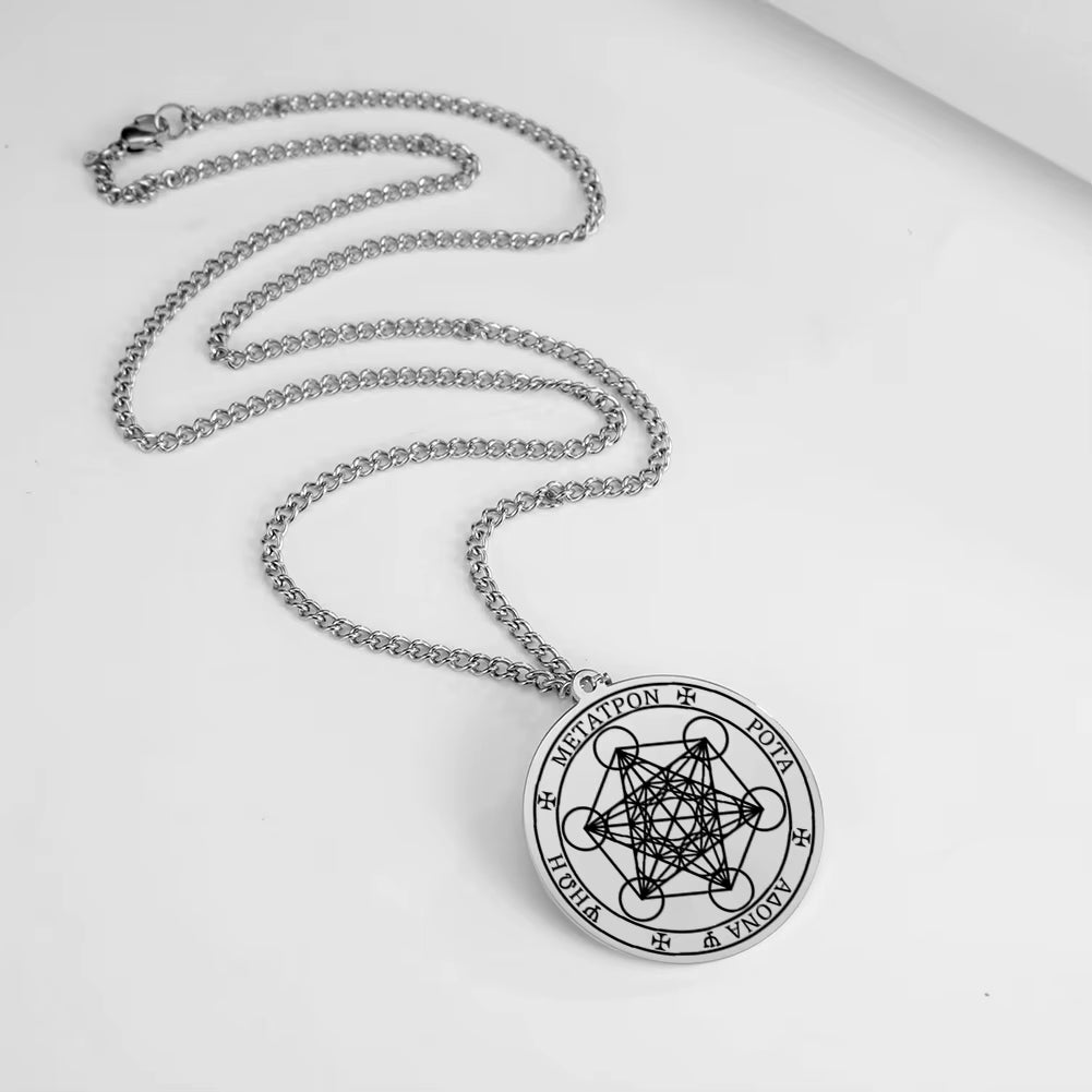 Archangel Metatron Seal Solomon Pendants Necklace for Men Stainless Steel Jewelry Religious Necklaces