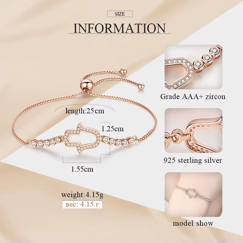 925 Sterling Silver Bracelet Zircon Tennis Bracelets for Women Hamsa Hand Charm Bracelet Mens Bracelets 2019 Jewelry