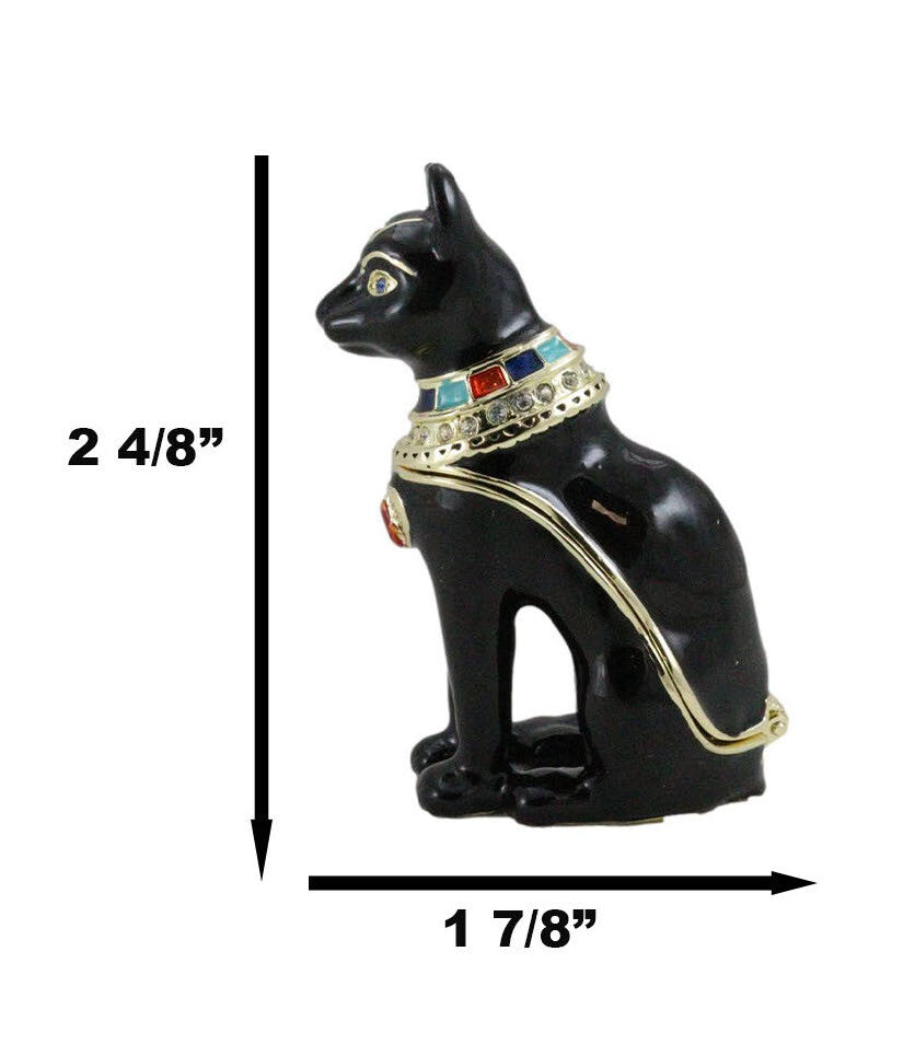 Ancient Egyptian Bastet Cat Goddess Pewter Austrian Crystals Trinket Jewelry Box