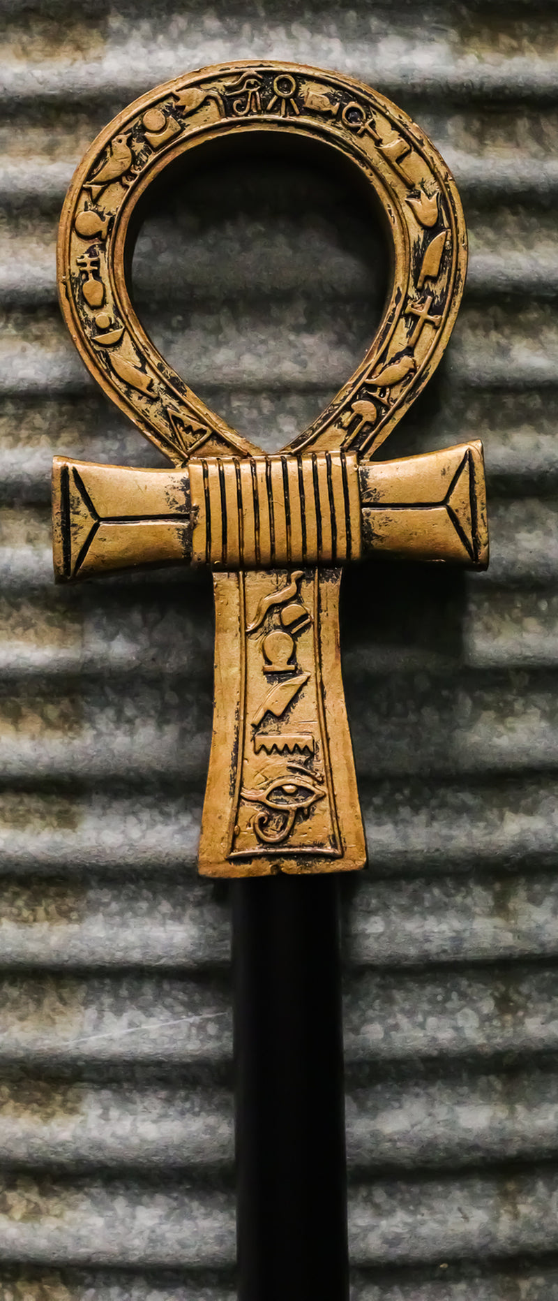 Ebros Egyptian Ankh Key of Life with Hieroglyphs Decorative Walking Staff Cane