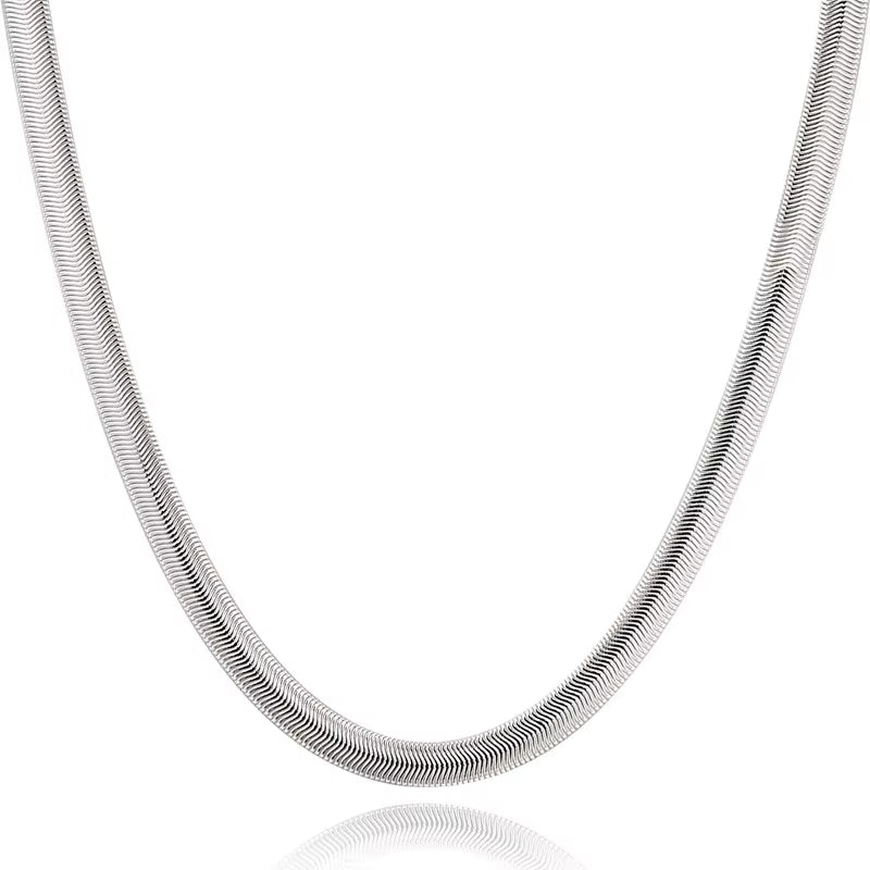 925 Sterling Silver 16/18/20/22/24 Inch 6Mm Flat Snake Chain Necklace for Women Man Fashion Wedding Party Charm Jewelry