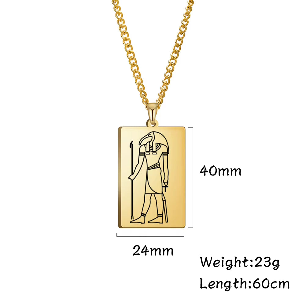 Gold Plated 15 Egyptian God Talisman Pendant Men Women Necklace Egypt God of Magic Wisdom Thoth Ibis-Head Amulet Jewelry Gifts