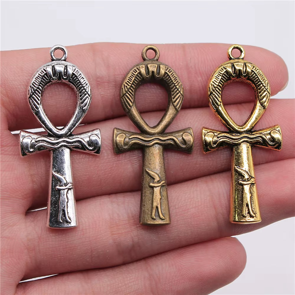 5Pcs 43X19Mm Ankh Cross Charms Pendant Egyptian Cross Charms