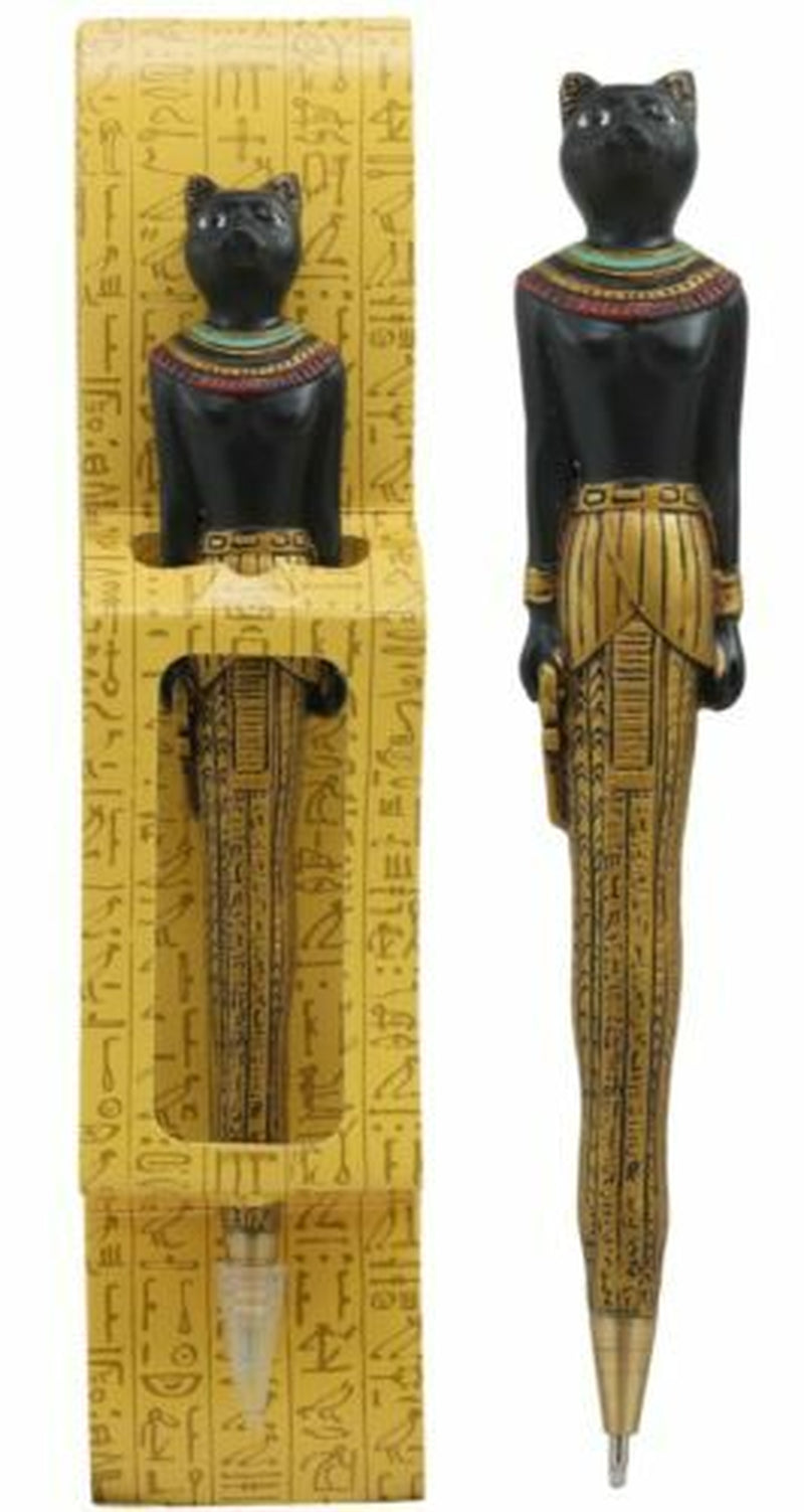 Ebros Egyptian Ubasti Temple of Bast Bastet Cat Ballpoint Pen Figural 6" Tall