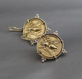 Honeybee Coin Earrings: Brass Ancient Roman Style Jewelry