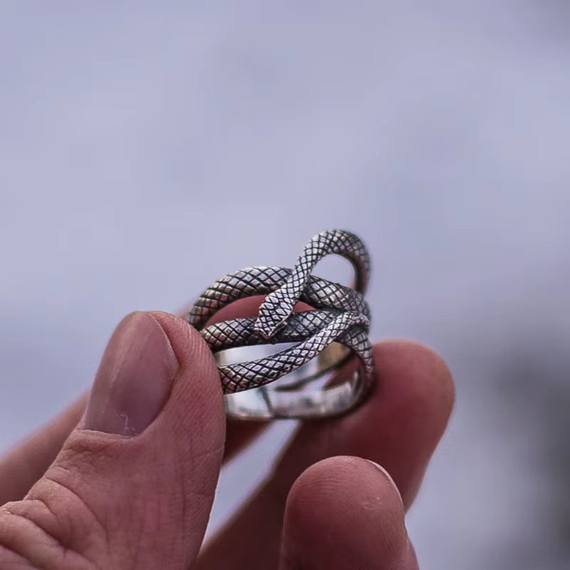 51Luckind Mens Rings Gothic Snake Ring for Hombre Multilayer Distorted Hiphop Rock Rings Male Accessories Jewelry Gift for Him