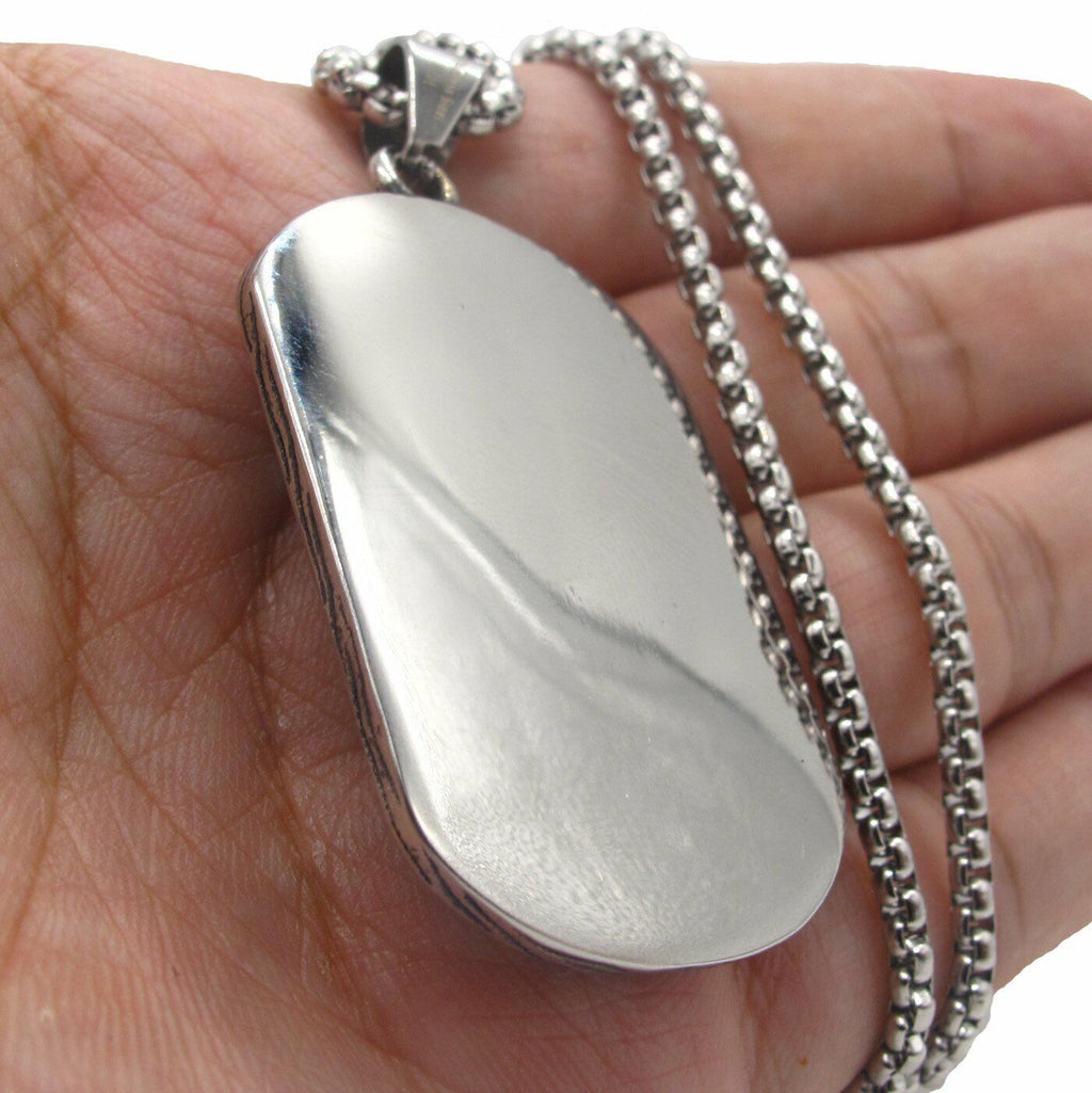 MENDEL Cool Mens Stainless Steel Dog Tag Cobra Kai Snake Pendant Necklace Men