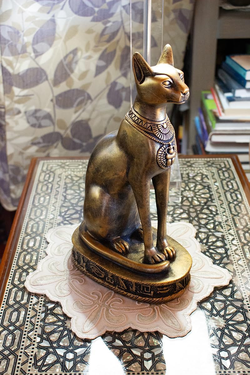 Bastet Cat Goddess Statue - Bronze - 13" Tall - Made in Egypt