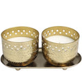 Gold Egyptian Mint Scented Cutout Spotted 7 Oz. 1 Wick Candle with White Wax (Set of 2)