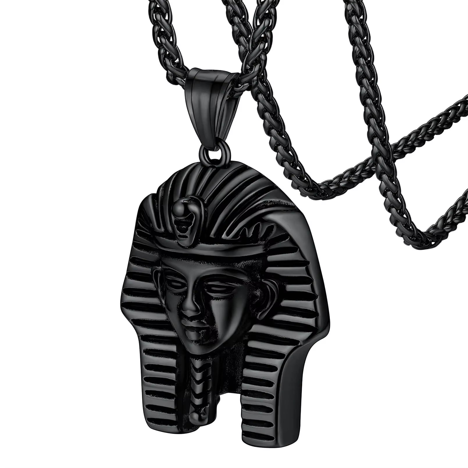Ancient Egyptian Symbol Necklaces Stainless Steel Eagle Triangle Pyramid Ankh Cross Bastet Anubis Pharaoh Pendant Jewelry