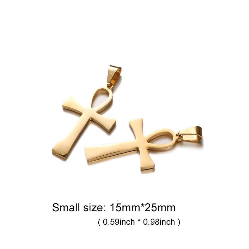 10Pcs/Lot Egypt Symbol Stainless Steel Charm Ankh Pendant Charms Fit Necklace DIY Jewelry Making