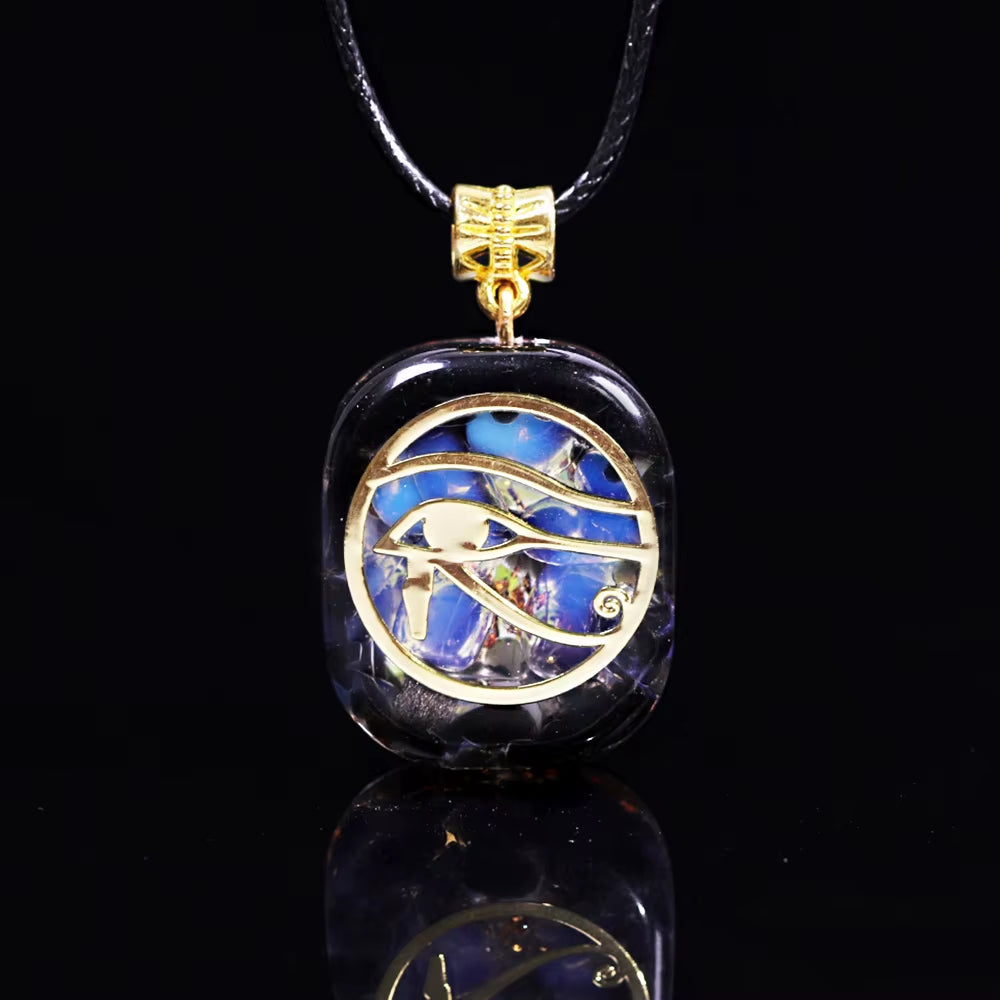 Eye of Horus Necklace Orgone Pendant Egyptian Ancient Wedjat Eye of Ra Horus Symbol of Protection Mens' Amulet Protective