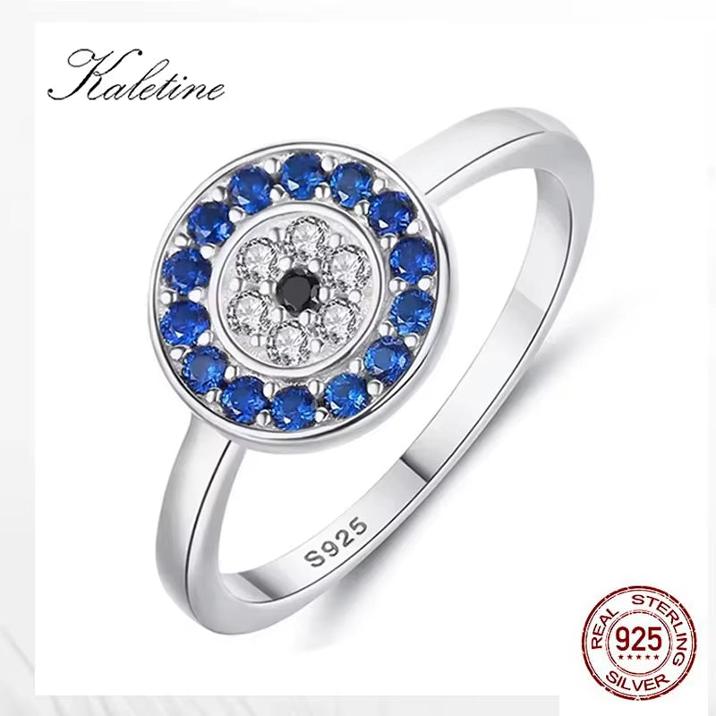 Pure 925 Sterling Silver Rings for Women Lucky Evil Eye Charm Blue CZ Finger Gold Rings Men Engagement Wedding Jewelry