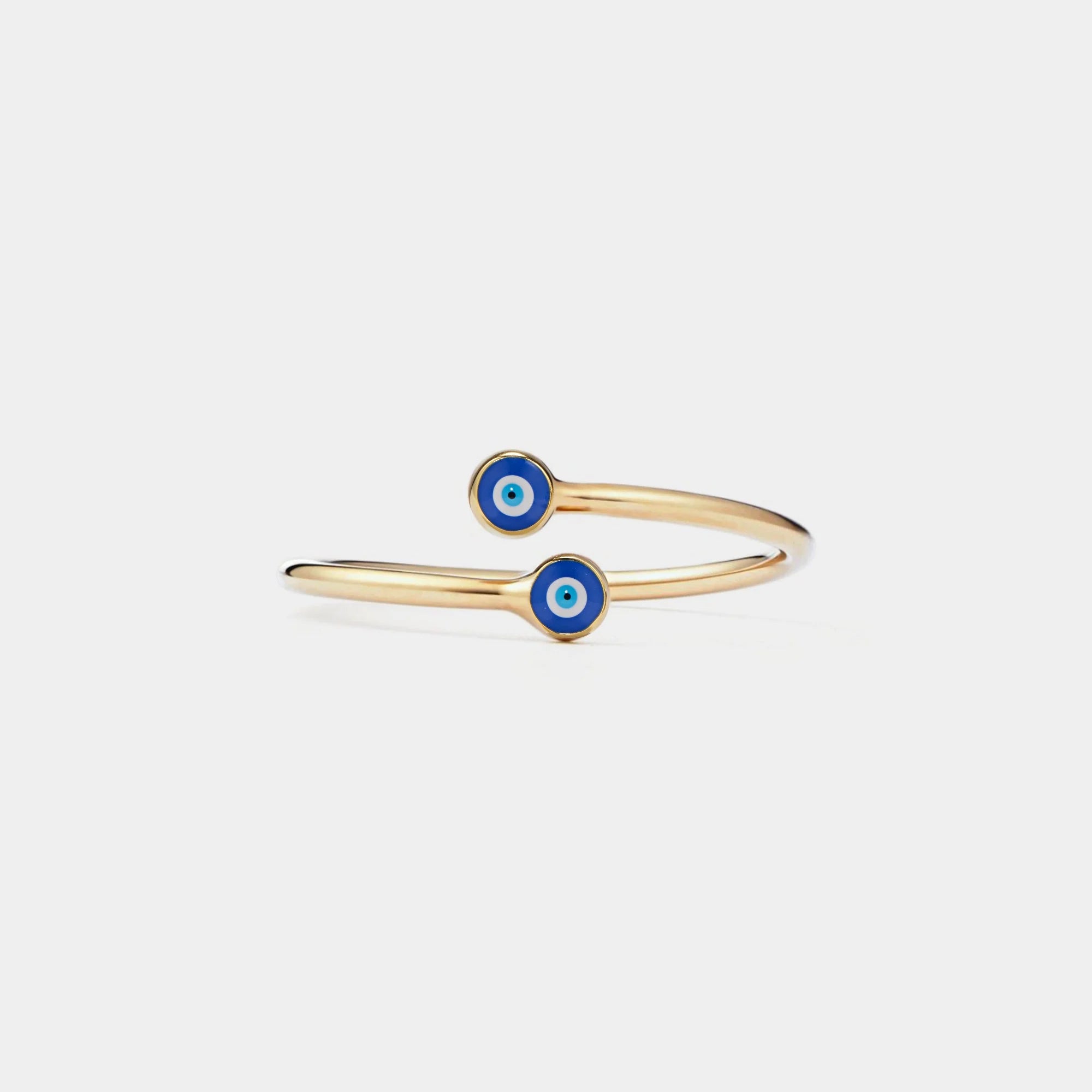 Evil Eye Nazar Bypass Ring • Turkish Blue Eye Stacking Ring • Sterling Silver Friendship Jewelry • Trendy Best Friend Gift