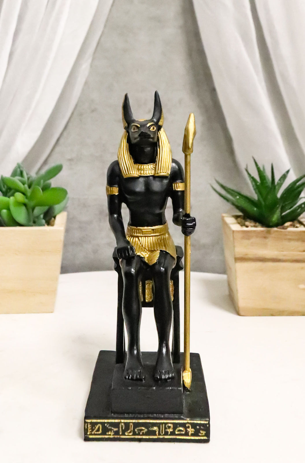 Ancient Egyptian Mythology Religion Anubis Dog Sitting Statue Home Decor Figure