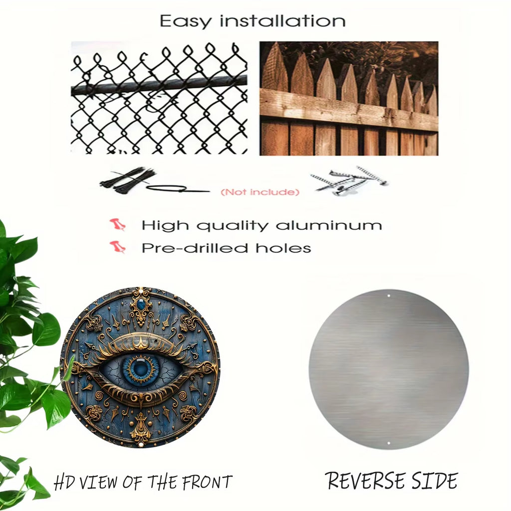 Metal Signage with All-Seeing Eye - Ancient Egyptian Wall Hanging Decoration, Living Dining Room -Pyramid Themed Home Decor Gift