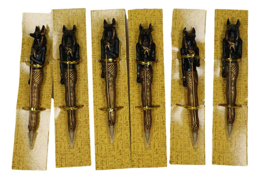 Egyptian Anpu Temple of Anubis Hieroglyphic Ballpoint Pen Set of 6 Gods of Egypt