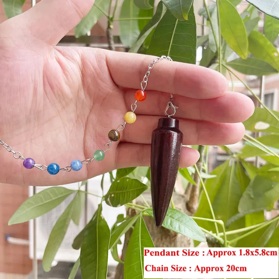 Natural Wooden Pendulum for Divination Dowsing Karnak Egyptian Wood Pendant Pendulums Chakra Chain Healing Spiritual Pendulos