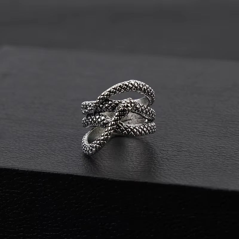 51Luckind Mens Rings Gothic Snake Ring for Hombre Multilayer Distorted Hiphop Rock Rings Male Accessories Jewelry Gift for Him