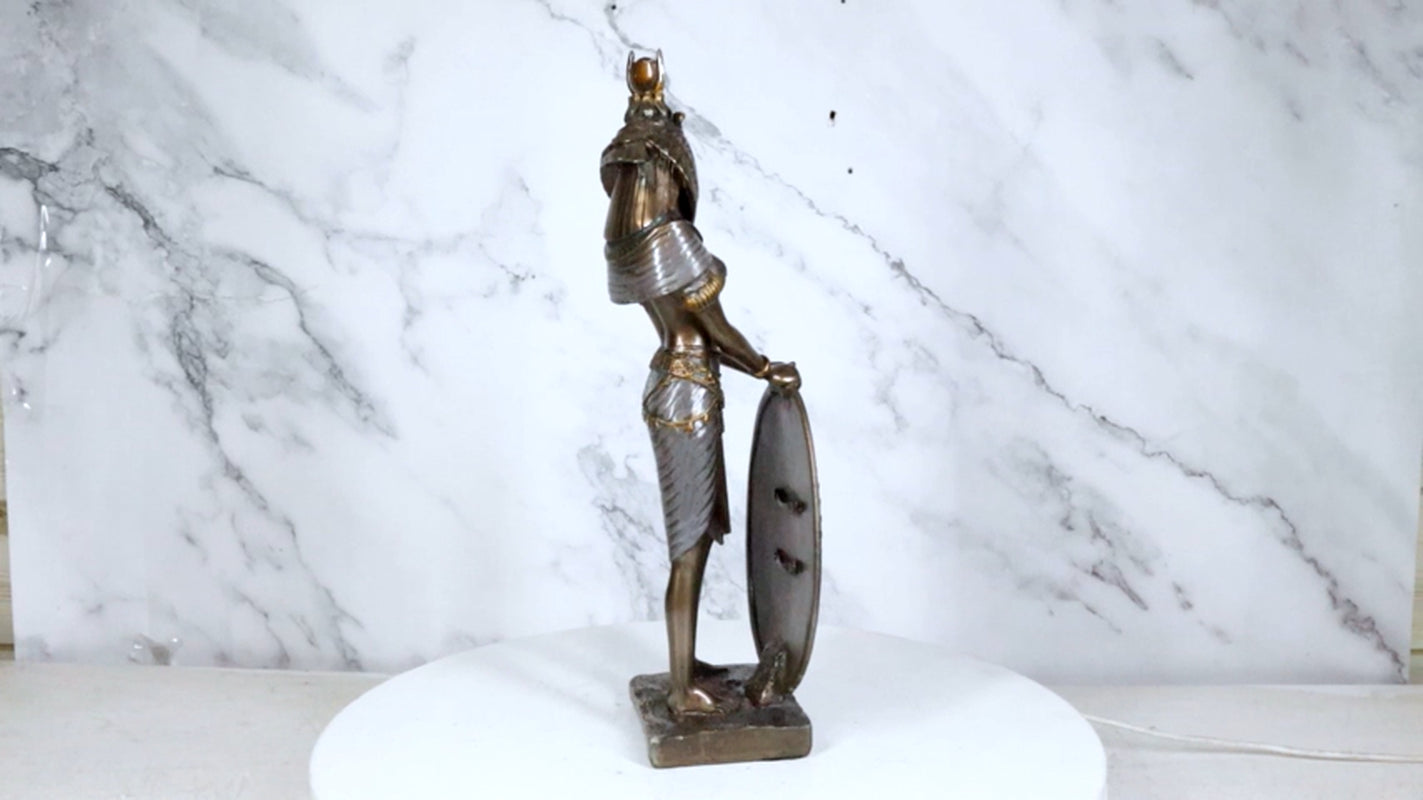 Egyptian Isis Statue Goddess of Motherhood Magic 11"H Figurine Bronze Patina