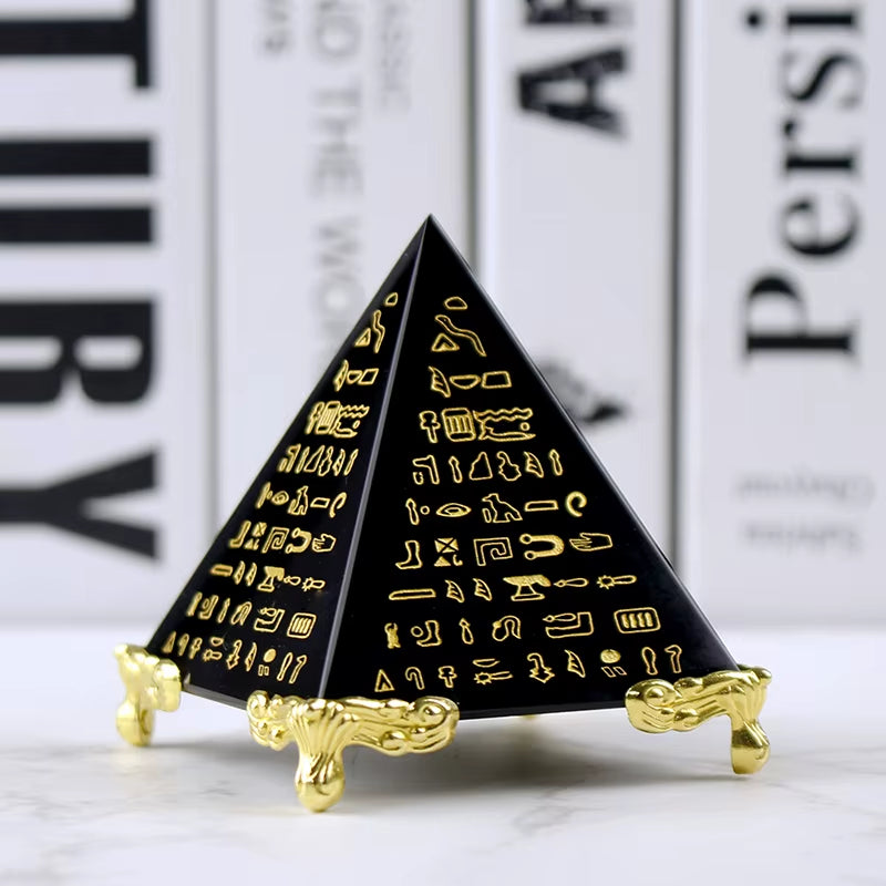 Energy Healing Hollow Crystal Glass Egypt Pyramid Fengshui Figurines Chakra Healing Miniature Home Decoration Accessories