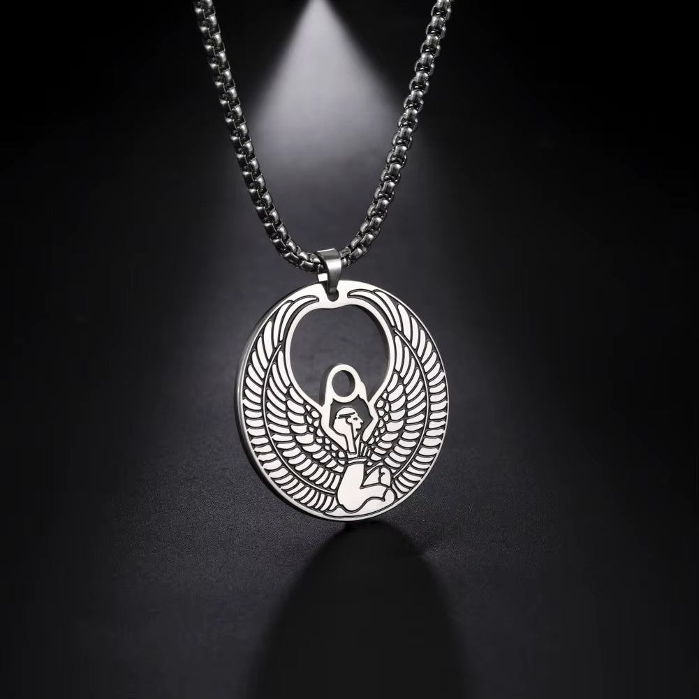 Egyptian Pyramid Pharaoh Isis Amulet Pendant Necklaces for Women Men Stainless Steel Jewelry Vintage Talisman African Gift