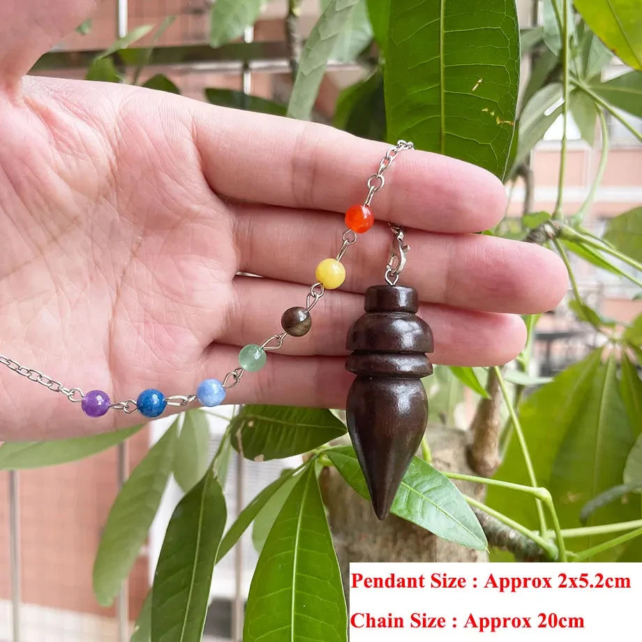 Natural Wooden Pendulum for Divination Dowsing Karnak Egyptian Wood Pendant Pendulums Chakra Chain Healing Spiritual Pendulos