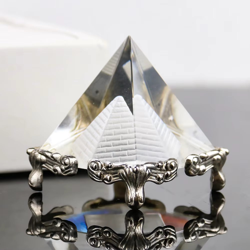 Clear Crystal Egypt Pyramid Lucky Fengshui Chakra Reiki Energy Healing Figurines Miniature Craft Home Decoration Accessories