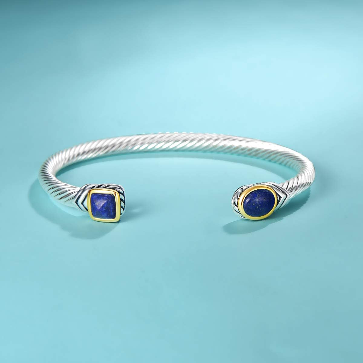 Jewel Bracelet Designer Brand Inspired Women Jewelry 4.5Mm Thin Twisted Cable Wire Bangle Gem Stone Christmas Day Gift