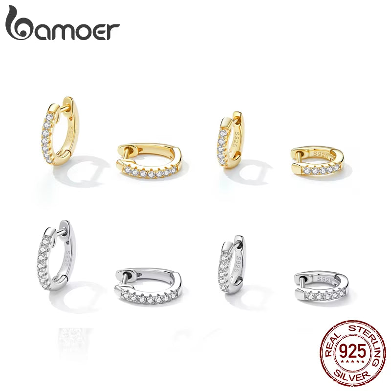 925 Sterling Silver Cubic Zirconia Ear Cuffs 18K Gold Plated Cartilage Hoop Huggie Earrings for Women Stackable Jewelry