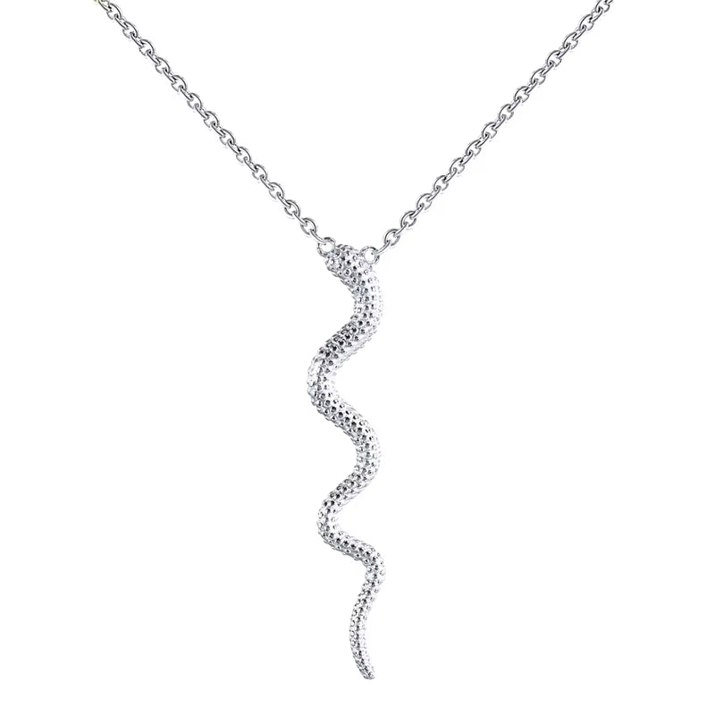 Genuine 925 Sterling Silve Snake Pendant Necklace Women Gifts Punk Style Charm Gold Choker Necklace Long Statement Jewelry
