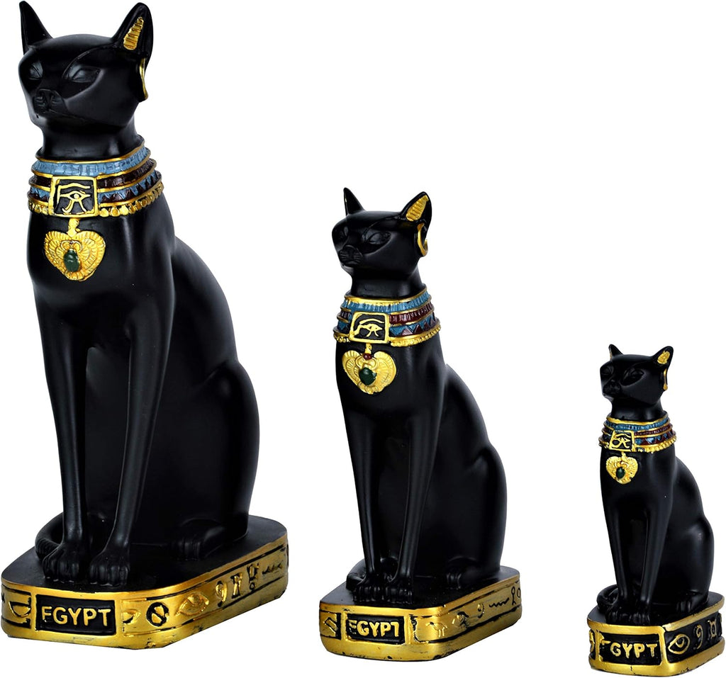 Egyptian Bastet Collectible Figurine the Black Cat Goddess Statue - Handmade in Egypt (Small 3.5 Inches Tall)