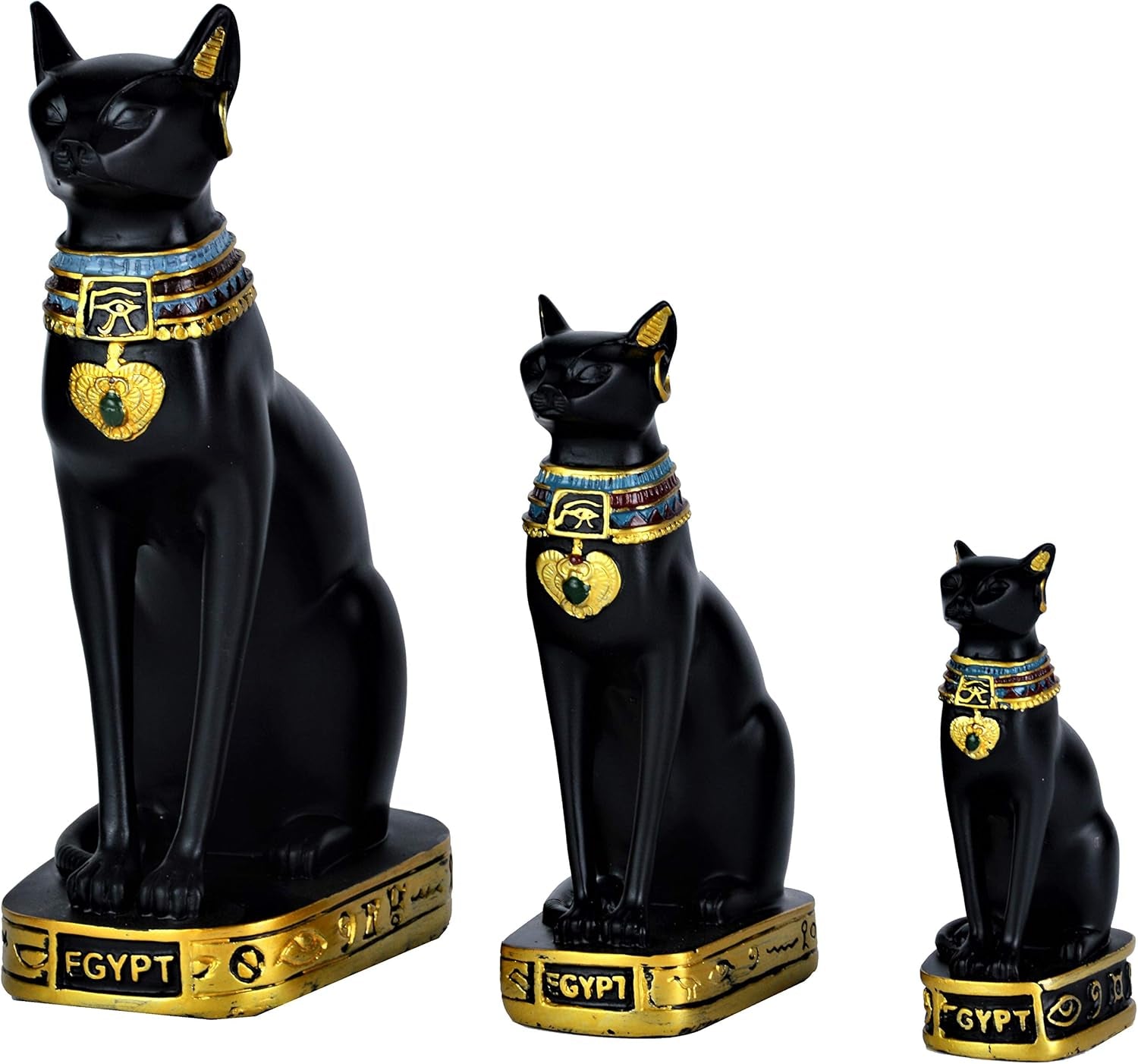 Egyptian Bastet Collectible Figurine the Black Cat Goddess Statue - Handmade in Egypt (Small 3.5 Inches Tall)