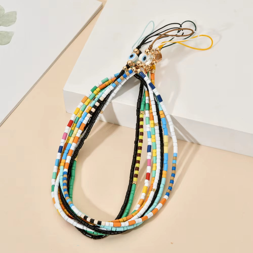 Cute Evil Eye Beads Lanyard Strap Cord Colorful DIY Chain for Anti-Lost Phone Chain Men Women Gift Jewelry Keychain Keycord