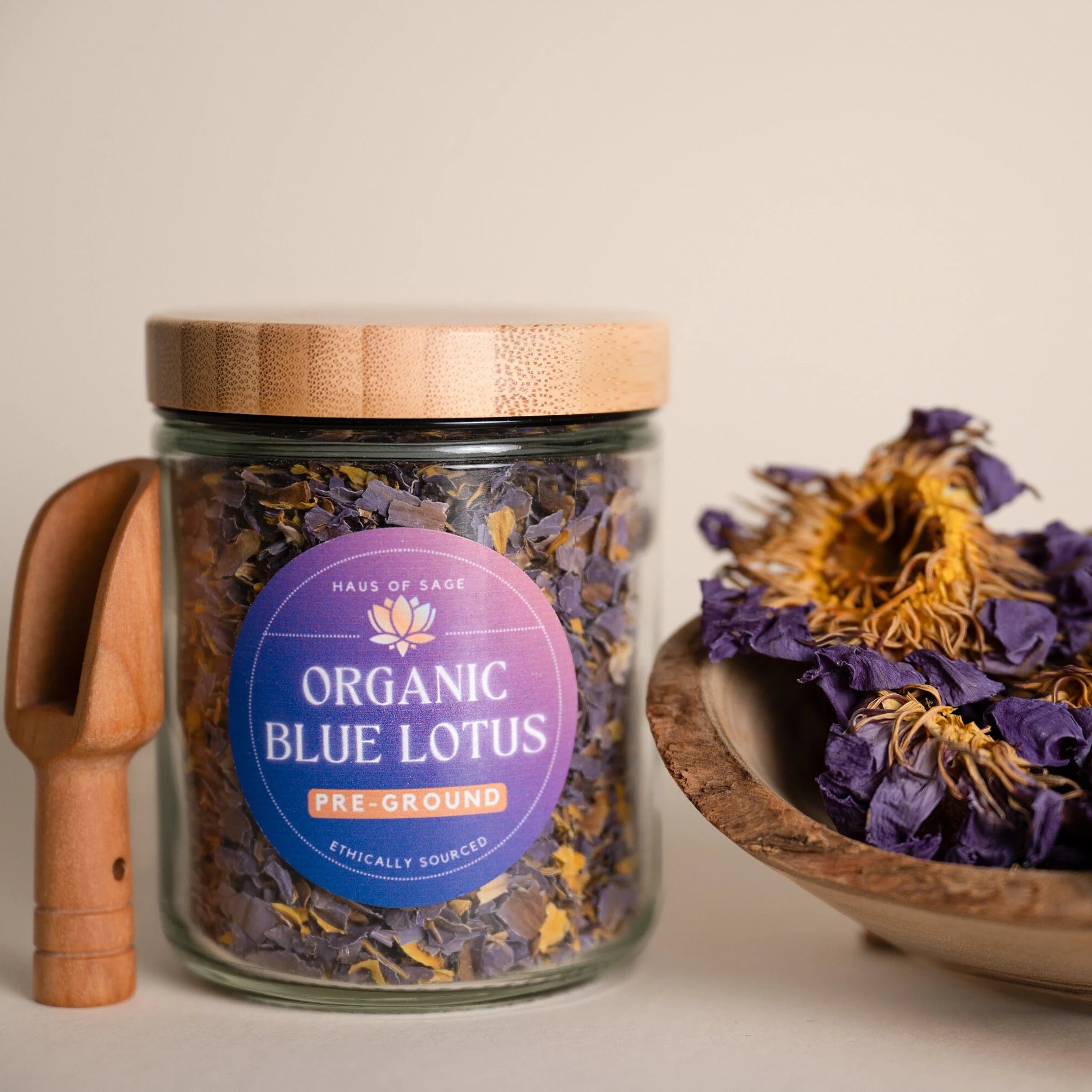 Organic Egyptian Blue Lotus Petals & Stems: Pre-Ground Nymphaea Caerulea