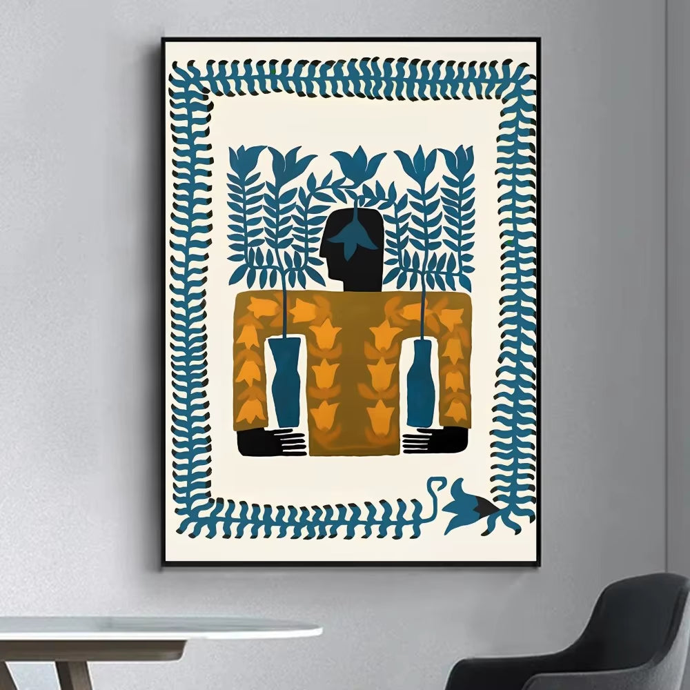 Ancient Egypt Abstract Classic Anime Poster Fancy Poster Wall Sticker for Living Room Bar Vintage Decorative Painting Middle