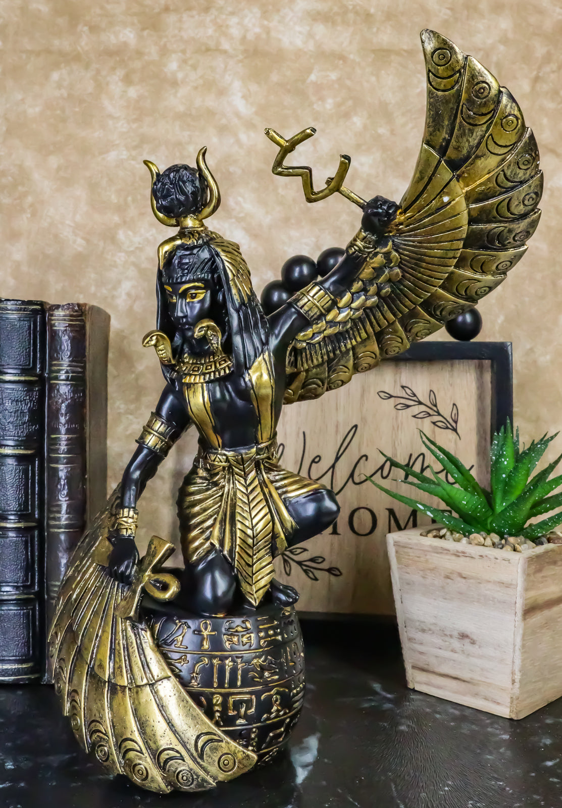 Ebros Gift Egyptian Goddess Mother Isis Ra Holding Ankh Decorative Figurine 9" H