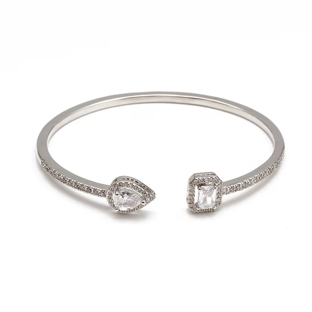 Open Cuff Bracelet Bangle Gold Silver Color Copper Micro Pave Zircon Evil Eye Bangle for Women Men Fashion Jewelry