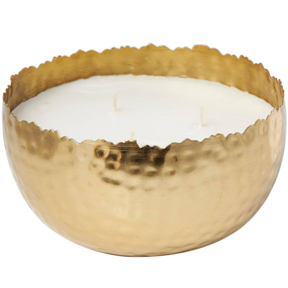 Gold Egyptian Mint Scented Hammered 30 Oz. 3 Wick Candle with White Wax