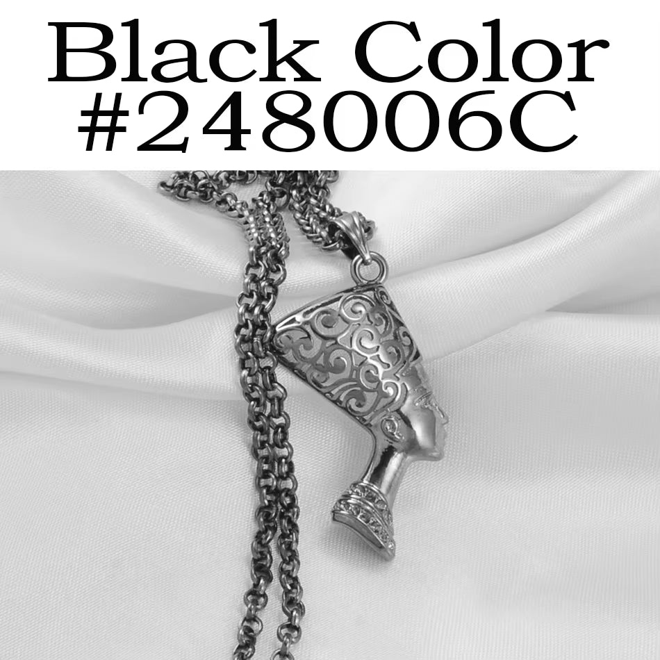 Ancient Egyptian Queen Pendant Necklaces Women Ancient Egypt Nefertiti Head Wholesale African Jewelry @191906