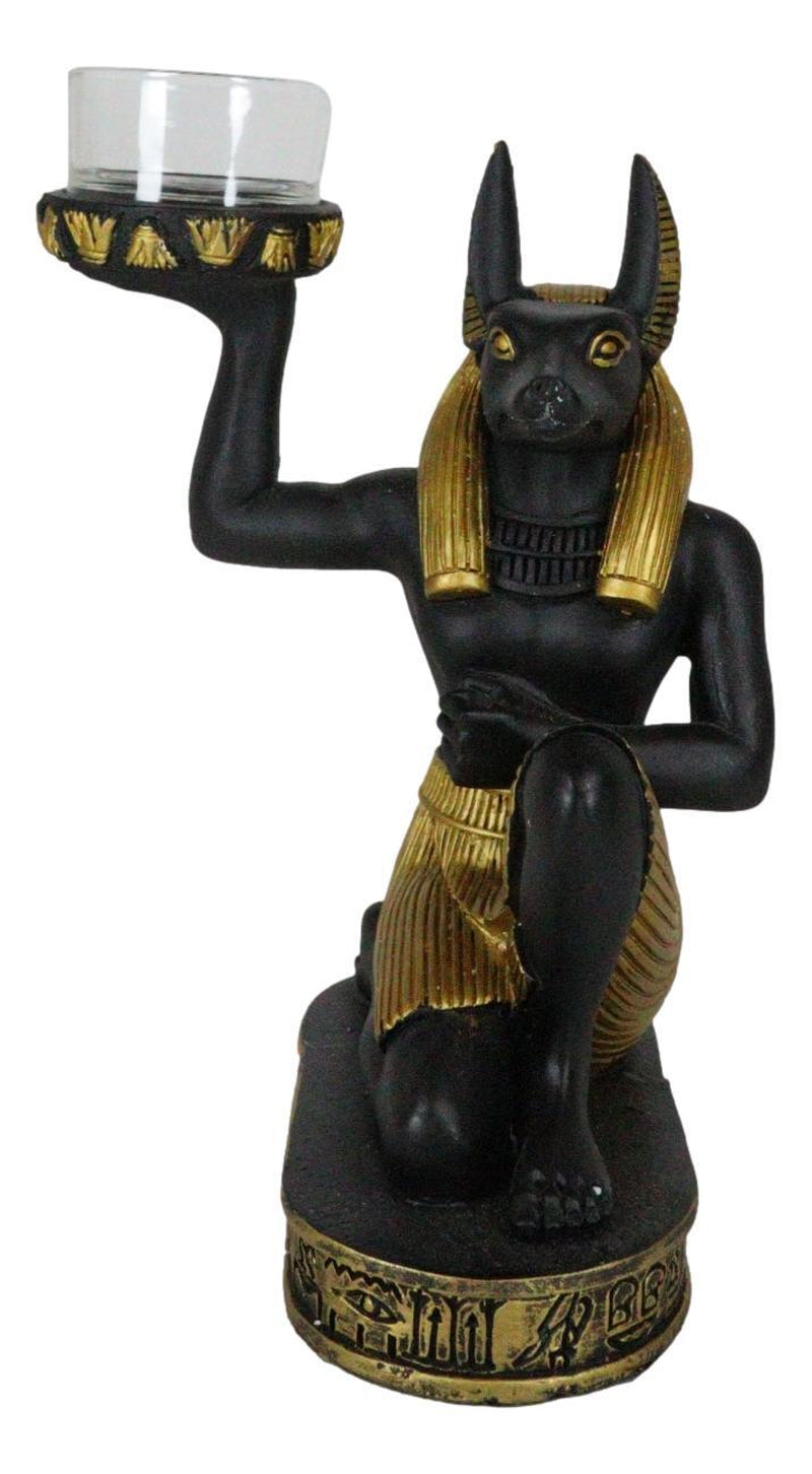 Egyptian God of the Afterlife Mummification Anubis Tea Light Candle Holder Decor